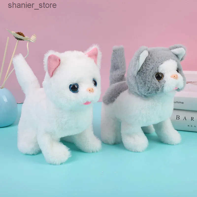 Cat Interactive Electronic Toys New Walking Kitty plush toy electric interactive cat stuffed animal meow tail shaking Nodding cat pet toy childrens gi