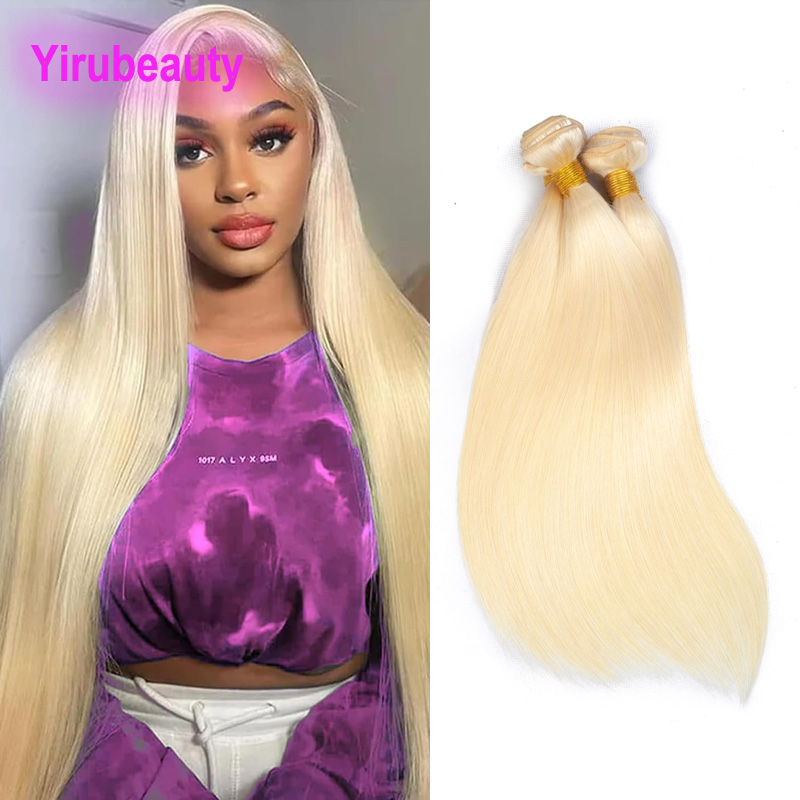Brazilian Human Hair Blonde Color 613# Double Wefts Hair Extensions 3 Bundles 10-32inch Three Pieces/lot