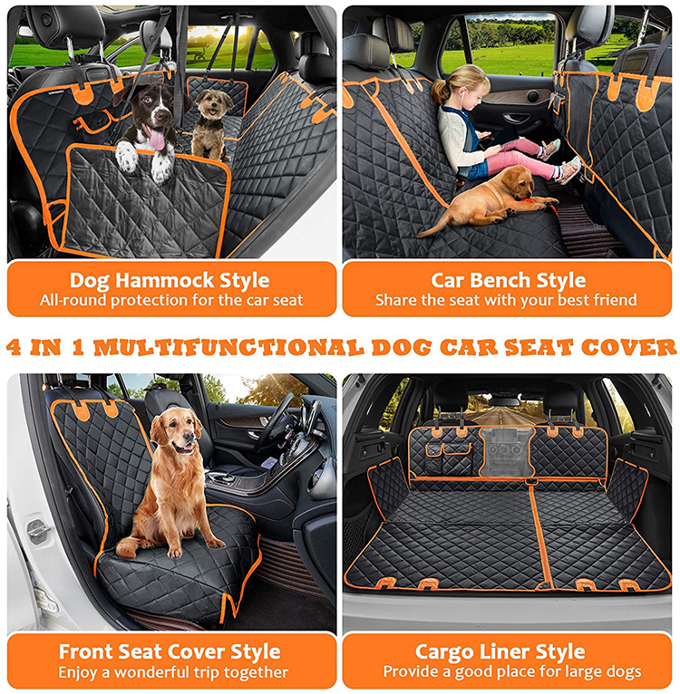 4-in-1 Dog Puppy Hammock Scratchproof Pet Car Seat Cover with Mesh Window for Cars Trucks SUVs