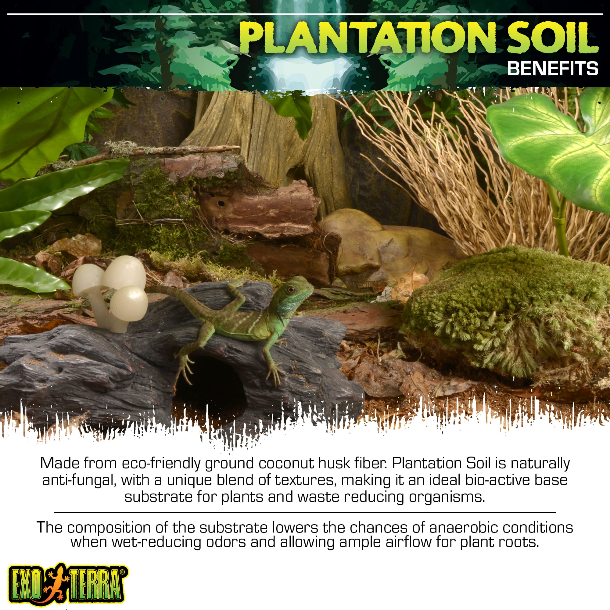 Exo-Terra Plantation Soil Terrarium Substrate Pack, 8 Quart, Pack of 3