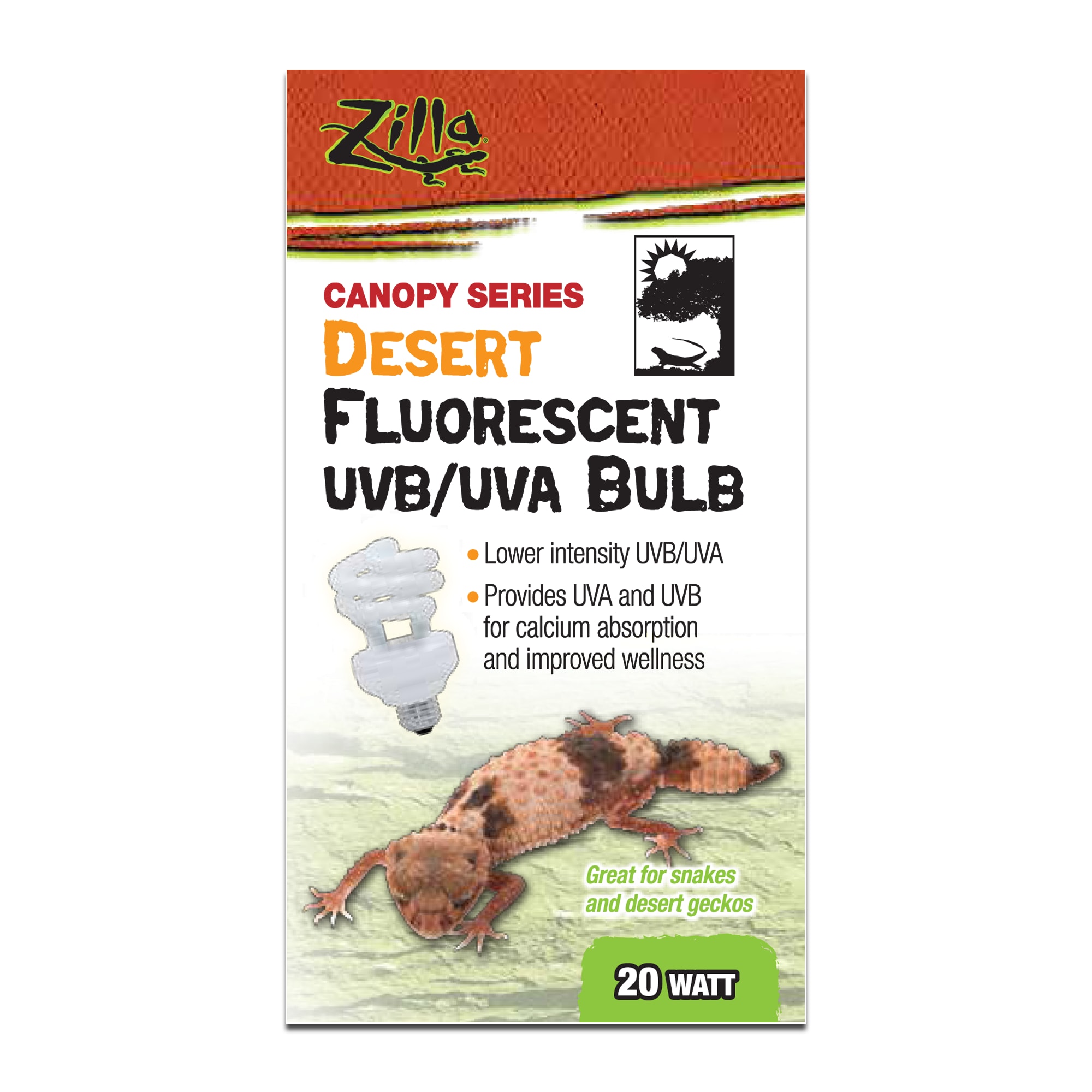 Zilla Desert Fluorescent UVB/UVA Bulb, 20 Watts