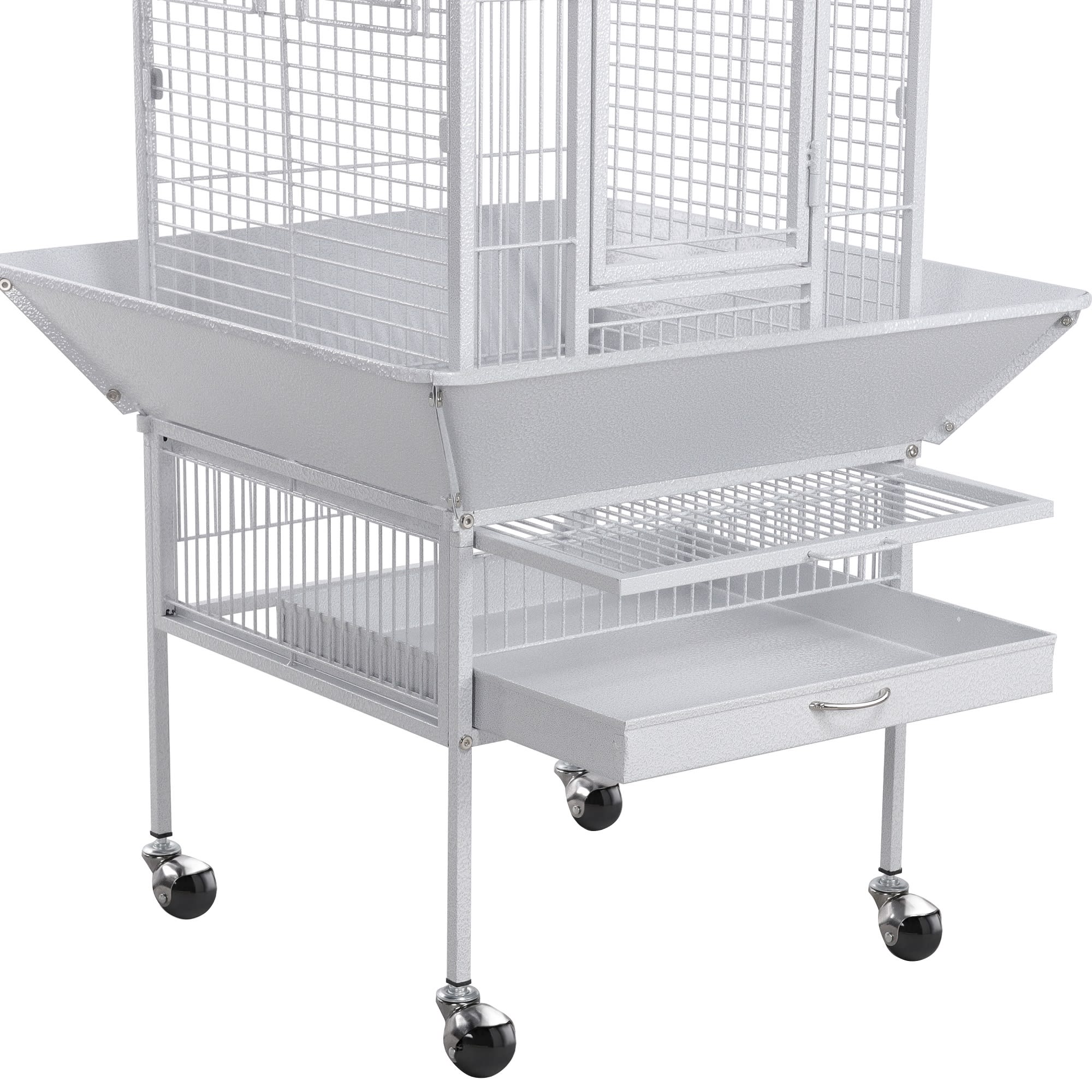 Topeakmart White Large Bird Cage with Play Top and Detachable Stand, 61.5" H