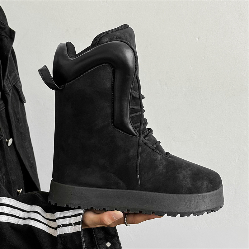 Bread big yellow winter velvet warm high top casual shoes, trendy versatile workwear, cotton boots, men's shoes