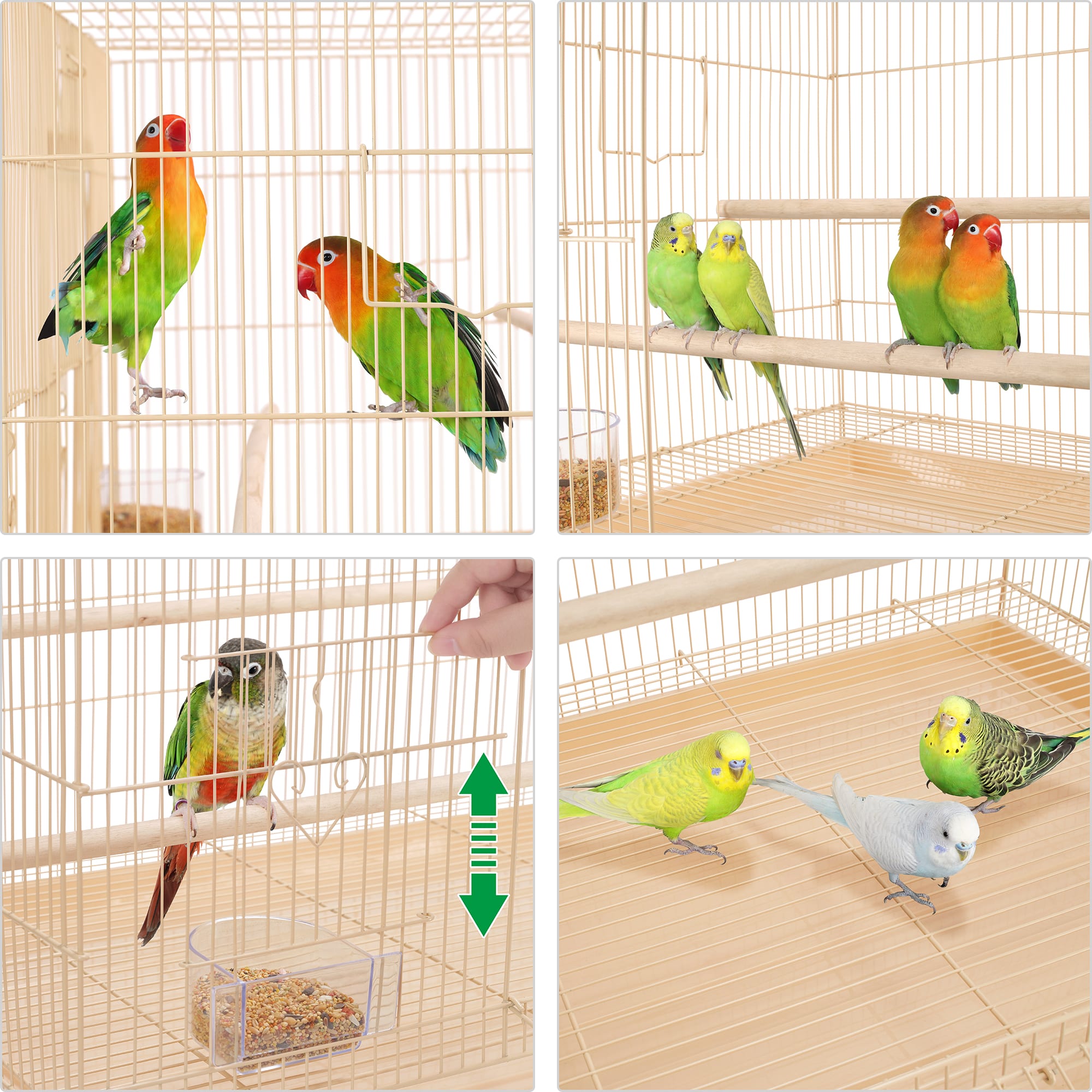 Topeakmart Almond 18" Flight Cage with Slide-Out Tray for Birds