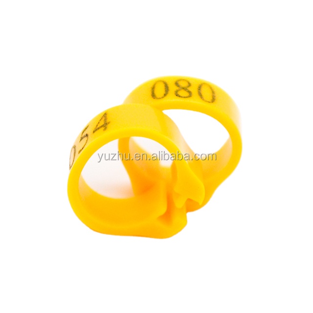 100pcs/ box Open clip bird ring parrot ring yellow color Pigeon Foot Ring with number 001-100 for homing pigeon