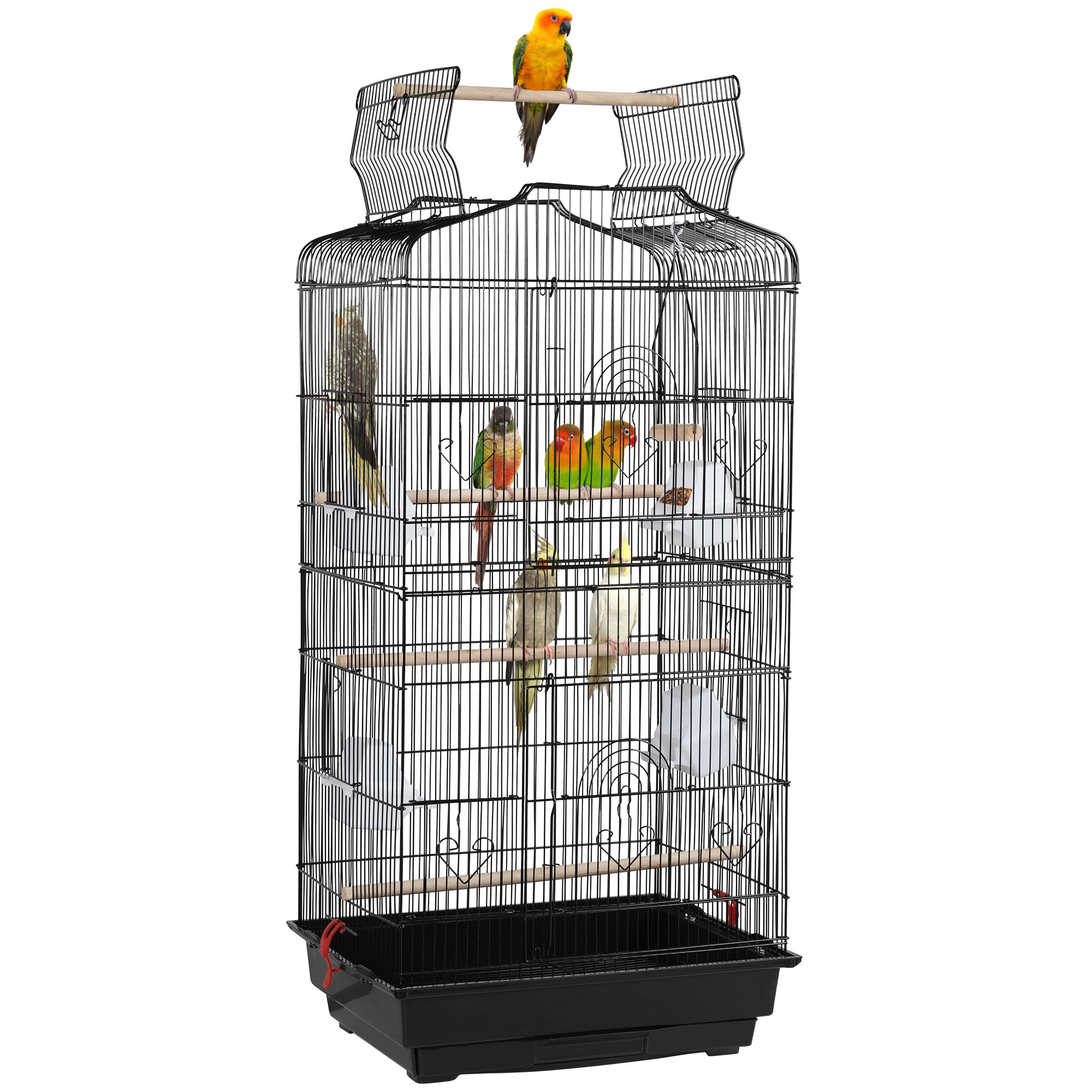 Topeakmart Black Open Top Metal Bird Cage, 41" H