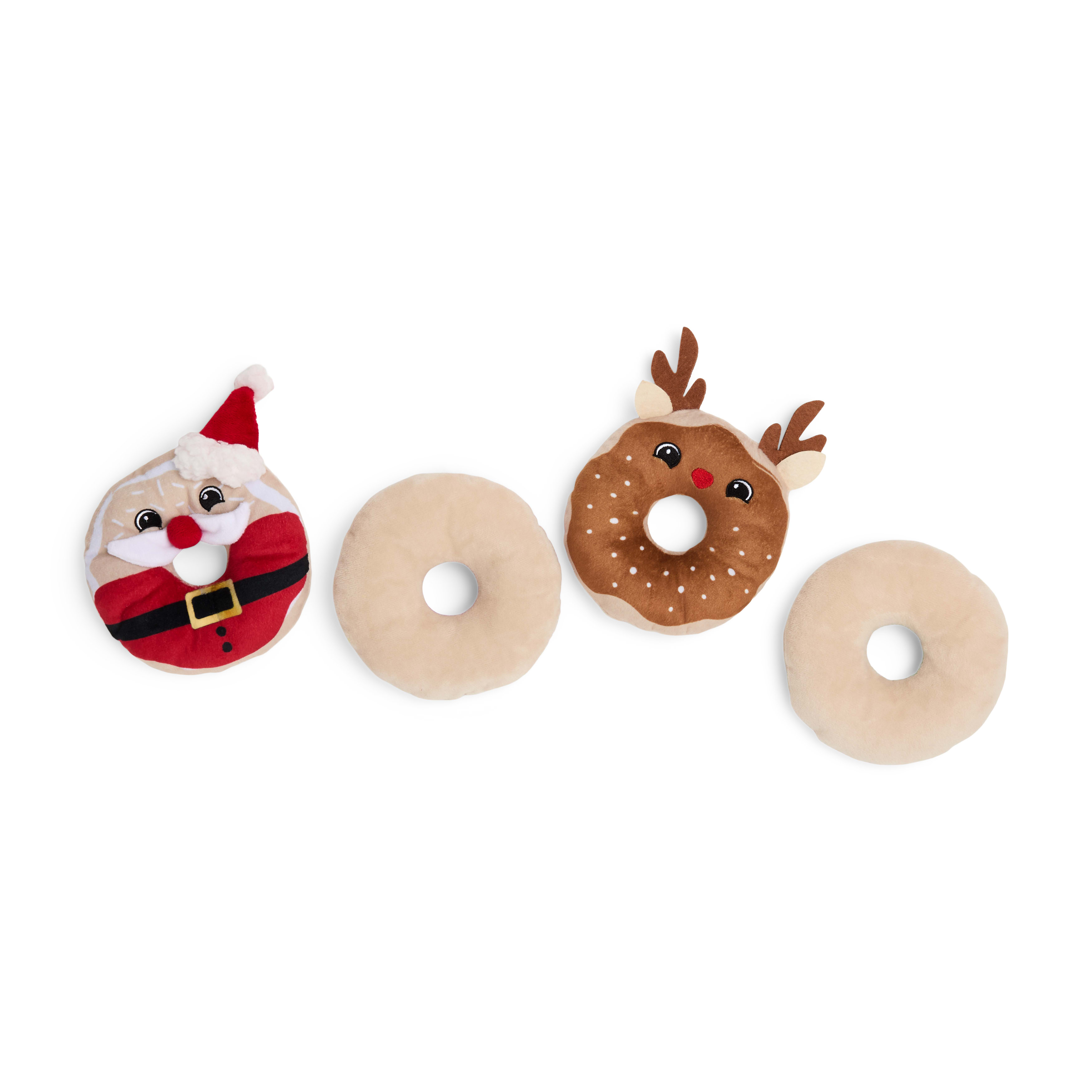 Merry Makings Plush Donut Dog Toy, Small, Pack of 4