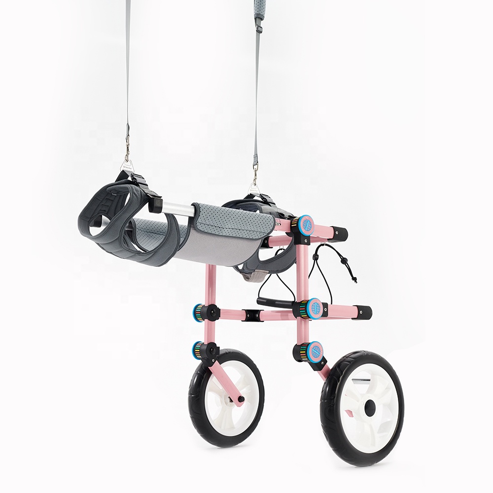 Customizable Logo Wholesale Fashion Aluminum Rehabilitation Training Adjustable Folding Dog Wheelchair With Hind Limb Paralysis