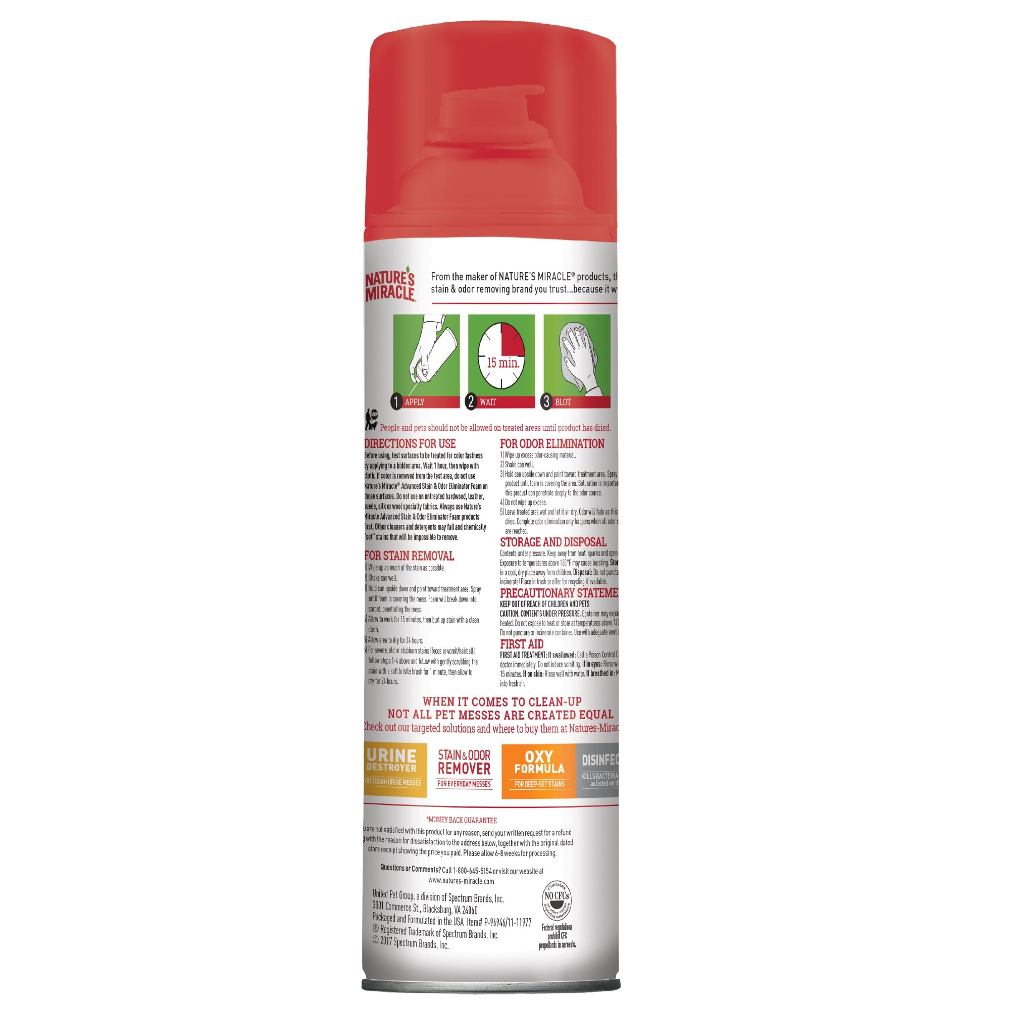 Nature's Miracle Advanced Stain & Odor Eliminator Foam for Dogs, 17.5 fl. oz., Twin Pack