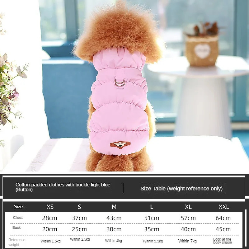 Coat for Small Medium Dogs D-RING Cat Jacket Soft Warm Winter Padded Fleece Puppy Pet Clothes 241125