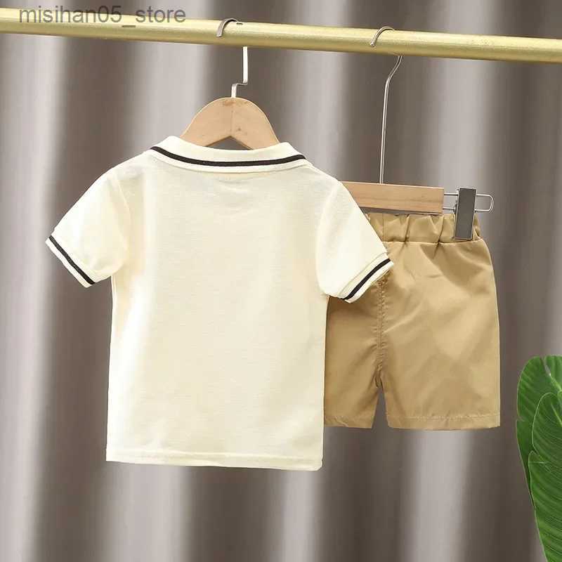 Clothing Sets 2PCS childrens clothing mother set boy T-shirt summer cotton short sleeved fashion Q240425