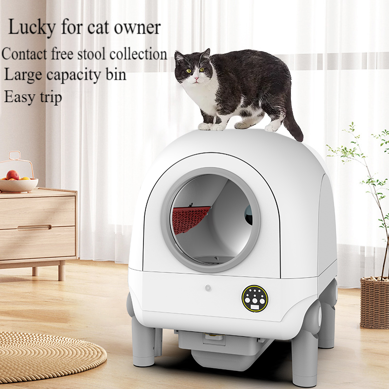 2024 Smart App-Controlled Self-Cleaning Cat Litter Box Electronic Pet Toilet Sandbox Automatic Cleaning Feature Plastic Supplies