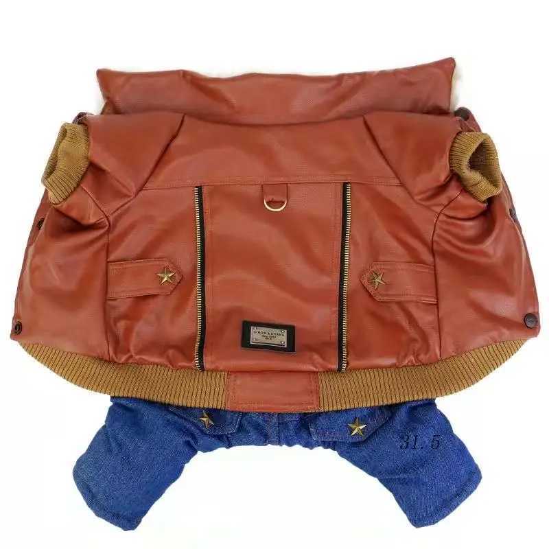 Super Thickness Brown Fashion Handsome Pet Dogs Winter Coat Punk Style Dogs Clothing Warm Jacket Coat For Small Dog JumpsuitXJ241125