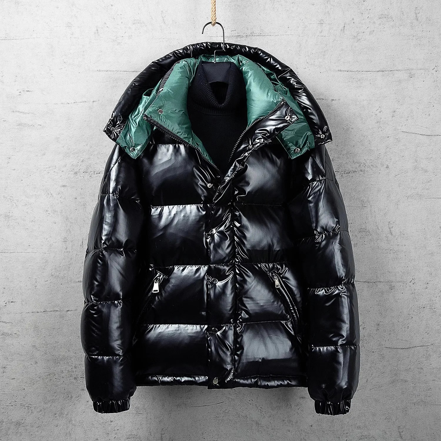 Mens hooded smooth inflatable jacket winter duck style down jacket outdoor warm womens down jacket 241125