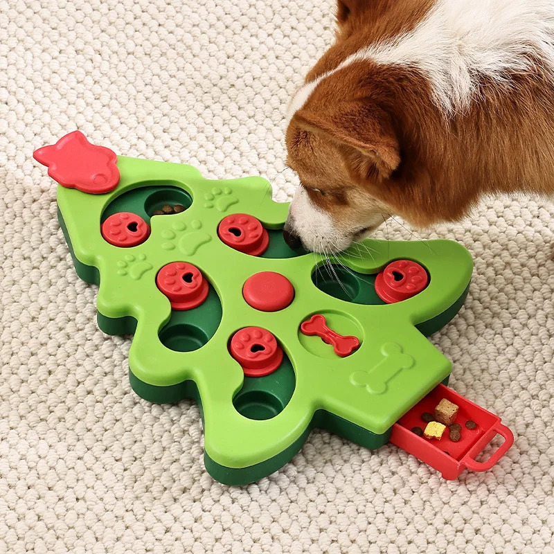 Interactive Dog Puzzle Toys Christmas Tree Dog Slow Food Bowl Funny Pet Training Toy for Dogs Cats Non-slip Dog Bowl 241125