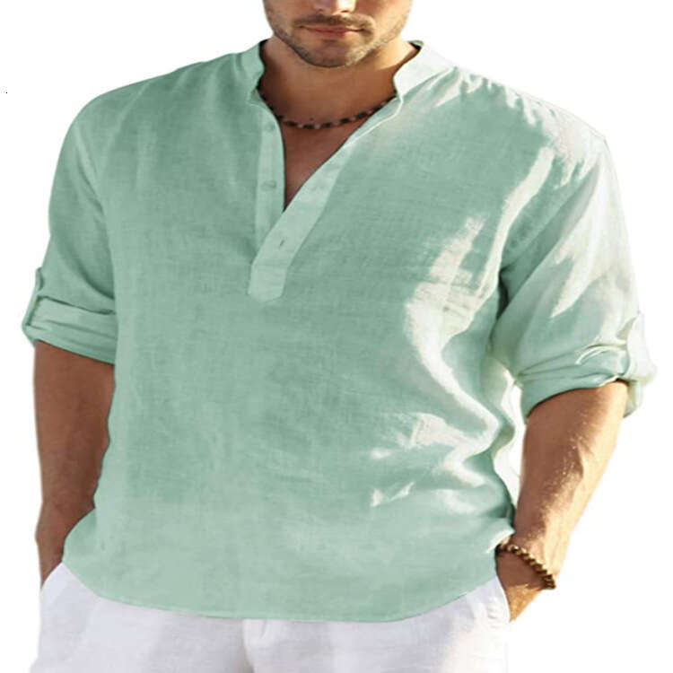 Men's En Long Sleeved T-Shirt Loose Sweatshirt Solid Color Cotton Ing Plus Size