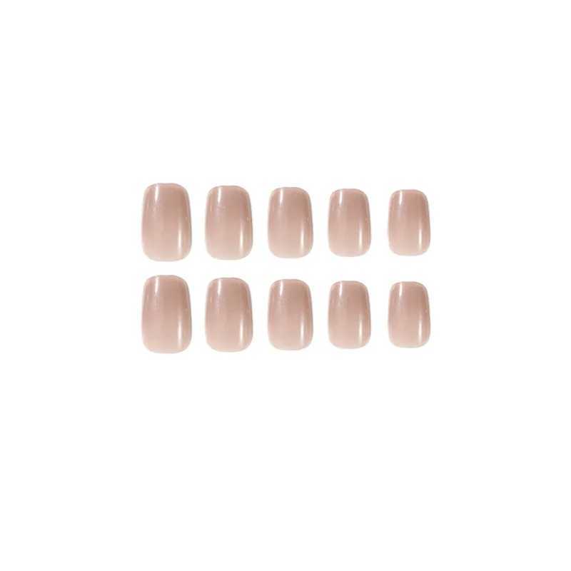 Lescent Fine Glitter Bare Color Wearable Nail Art Short Paraffin Finish Fake Nail Press on Nail Glue WholesaleW241125