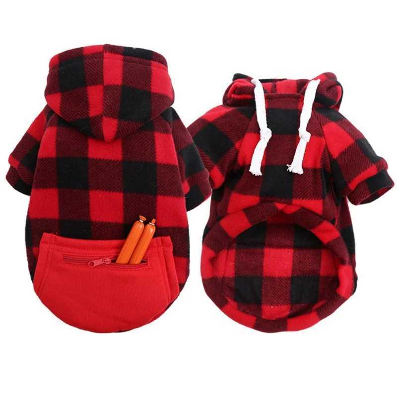 Winter Warm Dog Hoodie Pet Jacket Plaid Pocket Coat Cold Weather Dog Clothes Pet Apparel for Small Medium Large DogsXJ241125