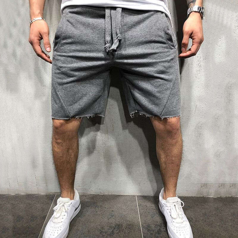 European Casual Shorts Men, Popular For Fiess Enthusiasts, Solid Color Running And Sports Training B3