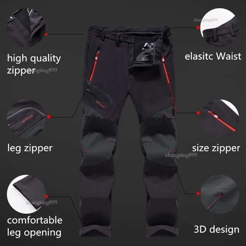 Men's Pants Winter Waterproof Outdoor Hiking Trekking Fishing Camping Sport Trousers Male Casual Velvet Soft Shell Cargo 230203