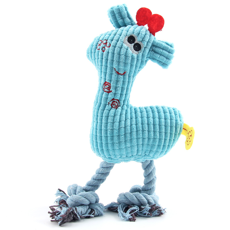Cute Plush Giraffe Rope Pet Dog Squeaky Toys Interactive Toys Deer Dolls Puppy Playing Dog Chew Toy