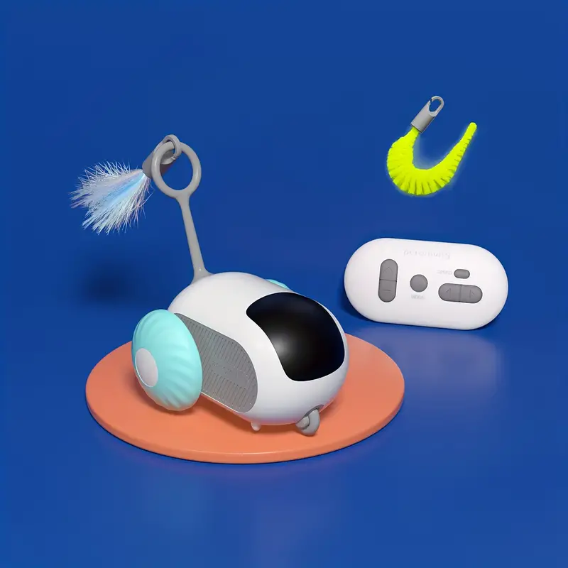 Funny Smart Gravity Remote Control Electric Interact Teaser Rotate Cat Toy with Feathers