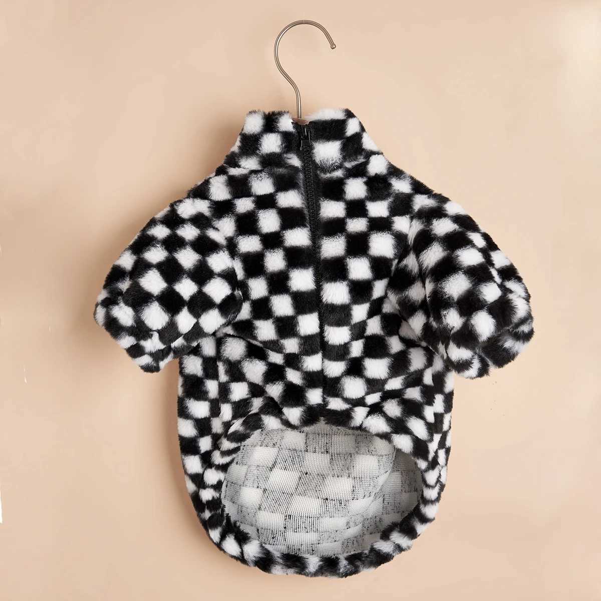 Luxury Warm Dog Clothes Winter Dog Coat French Bulldog Plush Warm Puppy Jacket Fashion Black White Plaid Small Medium DogsXJ241125