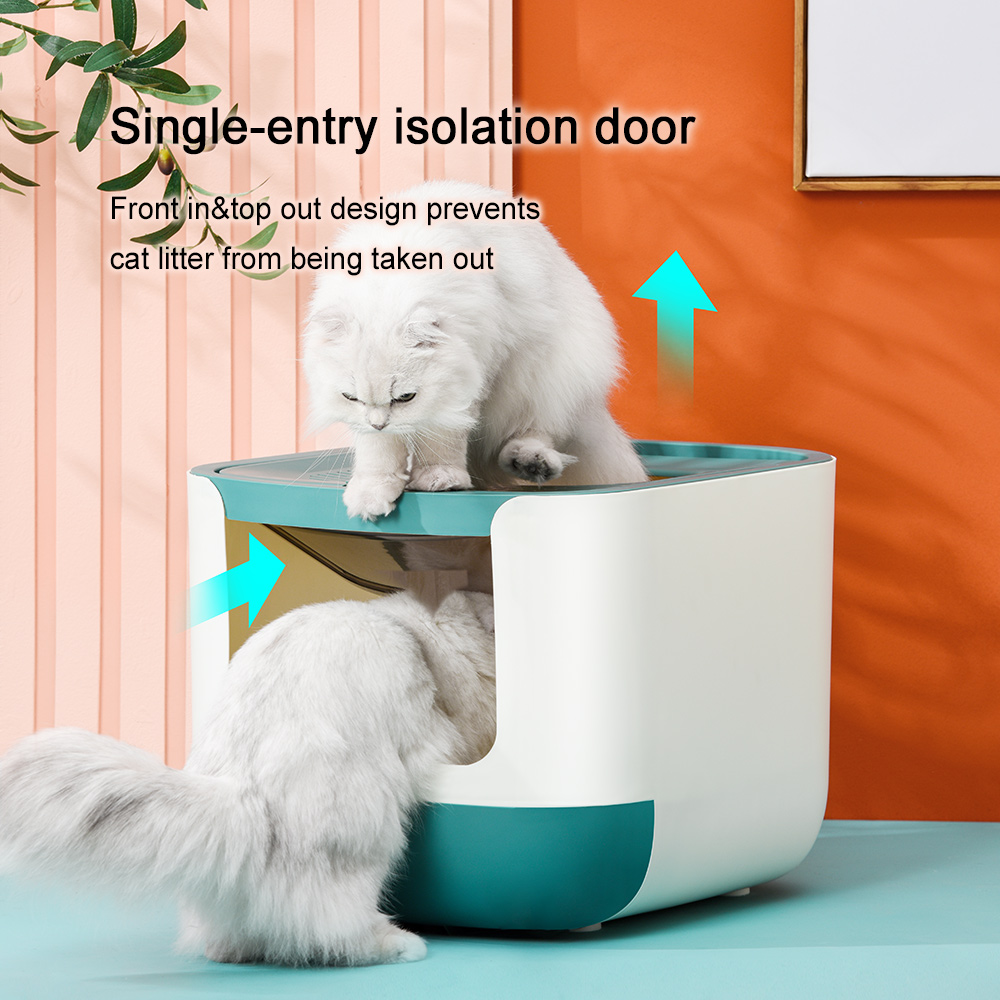 PAKEWAY OEM ODM New Closed Cat Toilet Plastic Large Space Cat Litter Box Cat Litter Trays