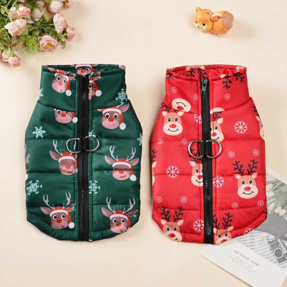 Winter Dog Clothes Christmas New Year Jacket For Small Dogs Vest Cats Coat Costume Santa Claus Print Party Outfit Pet SuppliesXJ241125