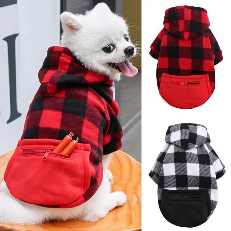 Winter Warm Dog Hoodie Pet Jacket Plaid Pocket Coat Cold Weather Dog Clothes Pet Apparel for Small Medium Large DogsXJ241125