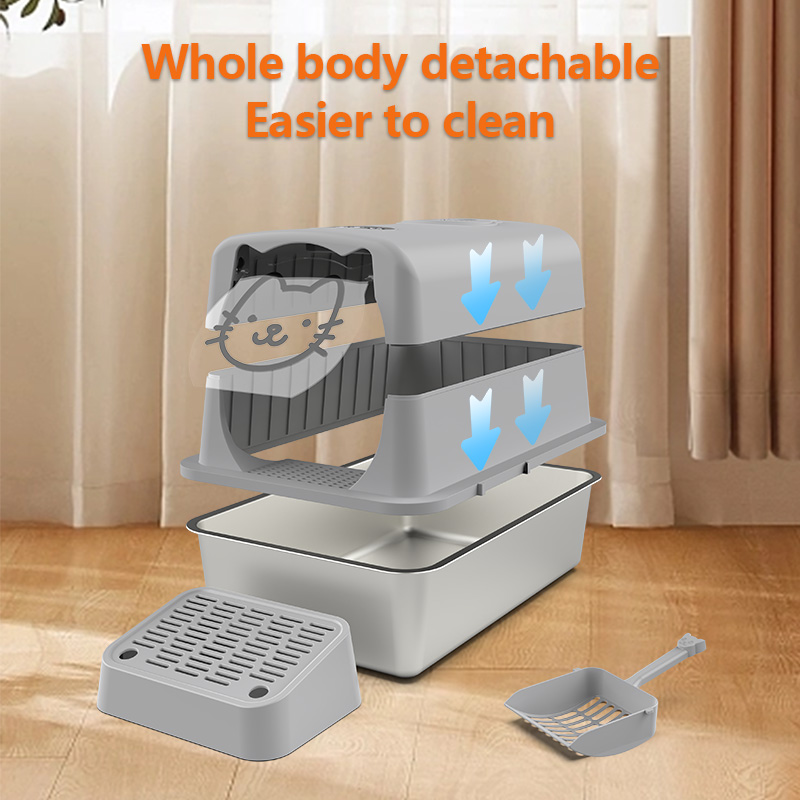 2025 innovative upgraded Odor Control deodorant cat Litter Box full Enclosed stainless steel Cat Litter Box new design