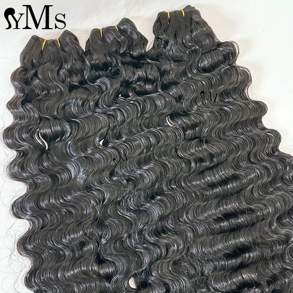 Burmese Wave Double Drawn Human Weft Bundles YMS 3A3B Curly Raw Cambodian Wavy Hair Full Head Wholesale 1Pcs100g 240408