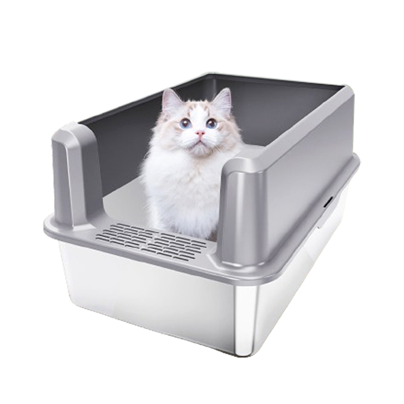 Stainless Steel Litter Box with Shovel Large Toilet Enclosure for s Easy Clean Metal Pan Anti-Leakage