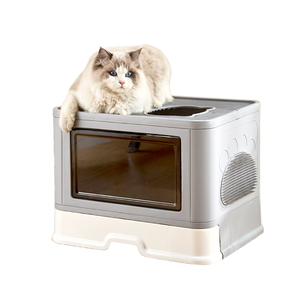 Wholesale Cat Litter Box Factory GSF Large Space With Lid Easy Cleaning Detachable litter box Anti-leakage Including Scoop