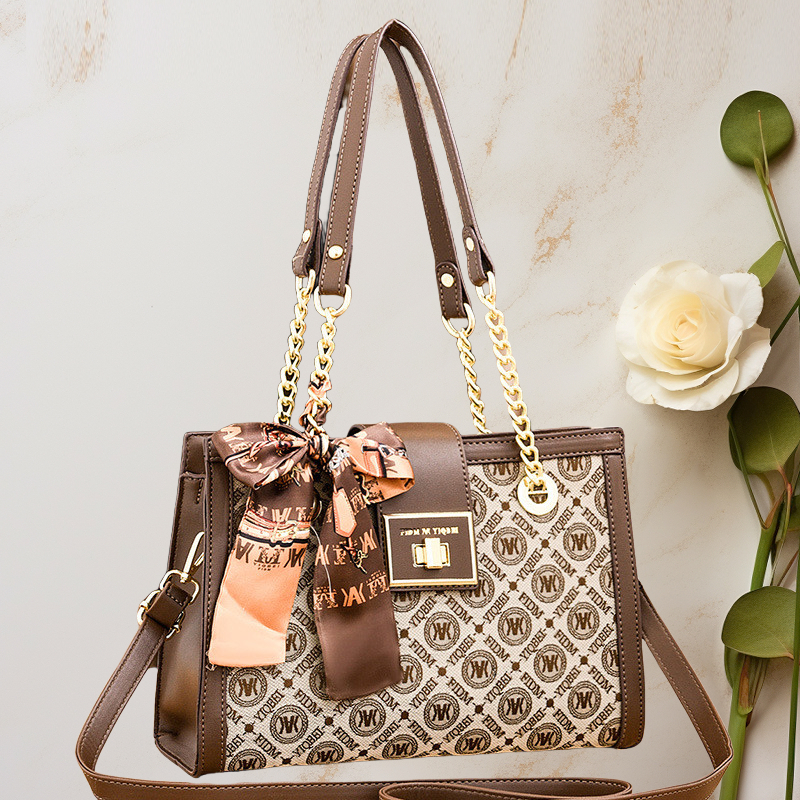 Factory wholesale womens shoulder bag elegant large capacity commuter fashion tote bag sweet bow ribbon chain bag minority pop letter handbag 6280#