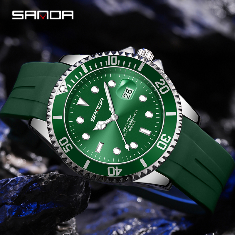 SANDA Hot Sell Quatrz Watch Sport Mens Watches Top Brand Waterproof Silicone Quartz Clock Men Relogio Mascuo 7018