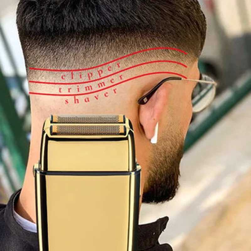 Rechargeable Metal Barber Hair Beard Electric Shaver For Men Electric Razor Bald Head Shaving Machine Finishing ToolXJ241207