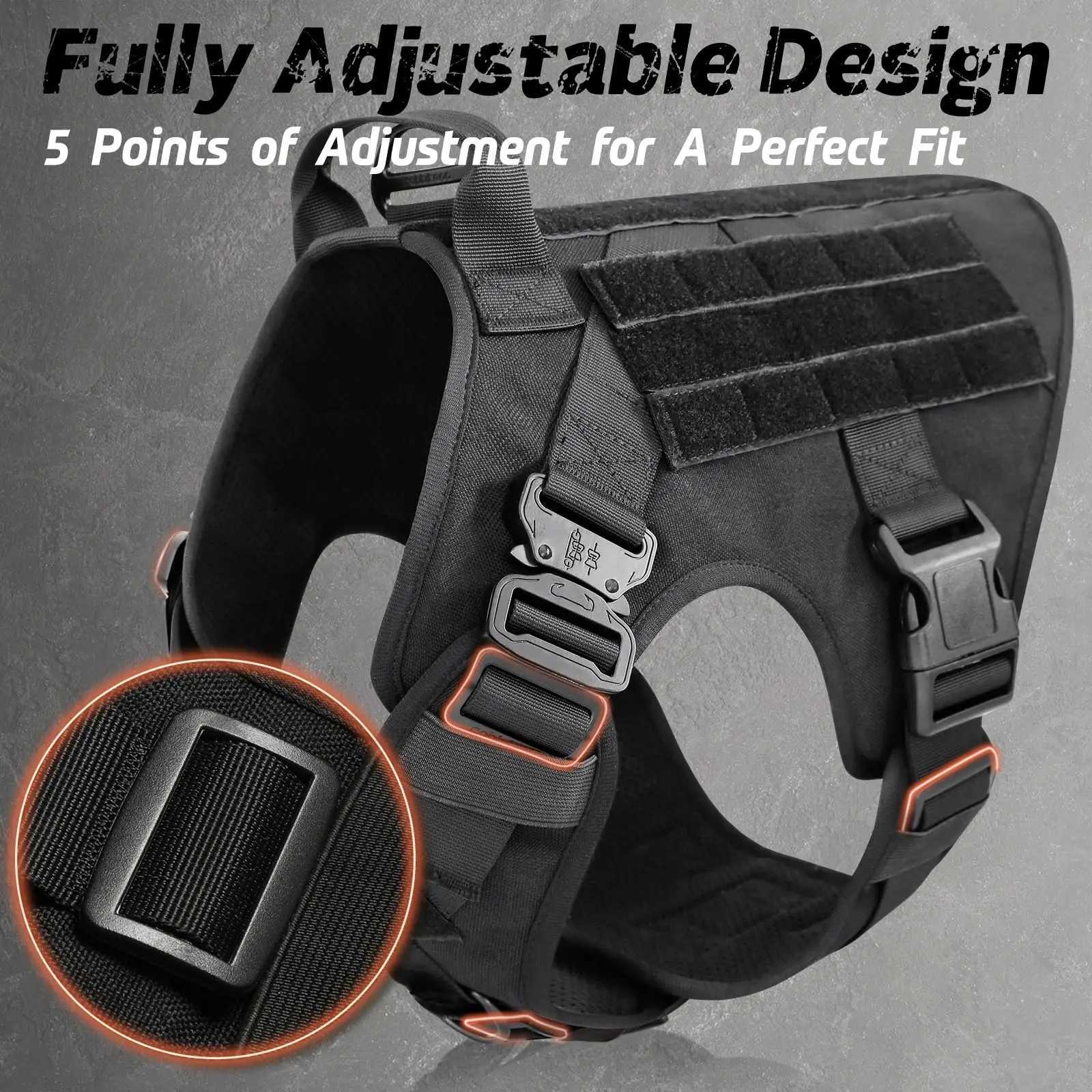Military large dog harness pet German Shepherd K9 Mnois training vest tactical dog harness and belt set X241125
