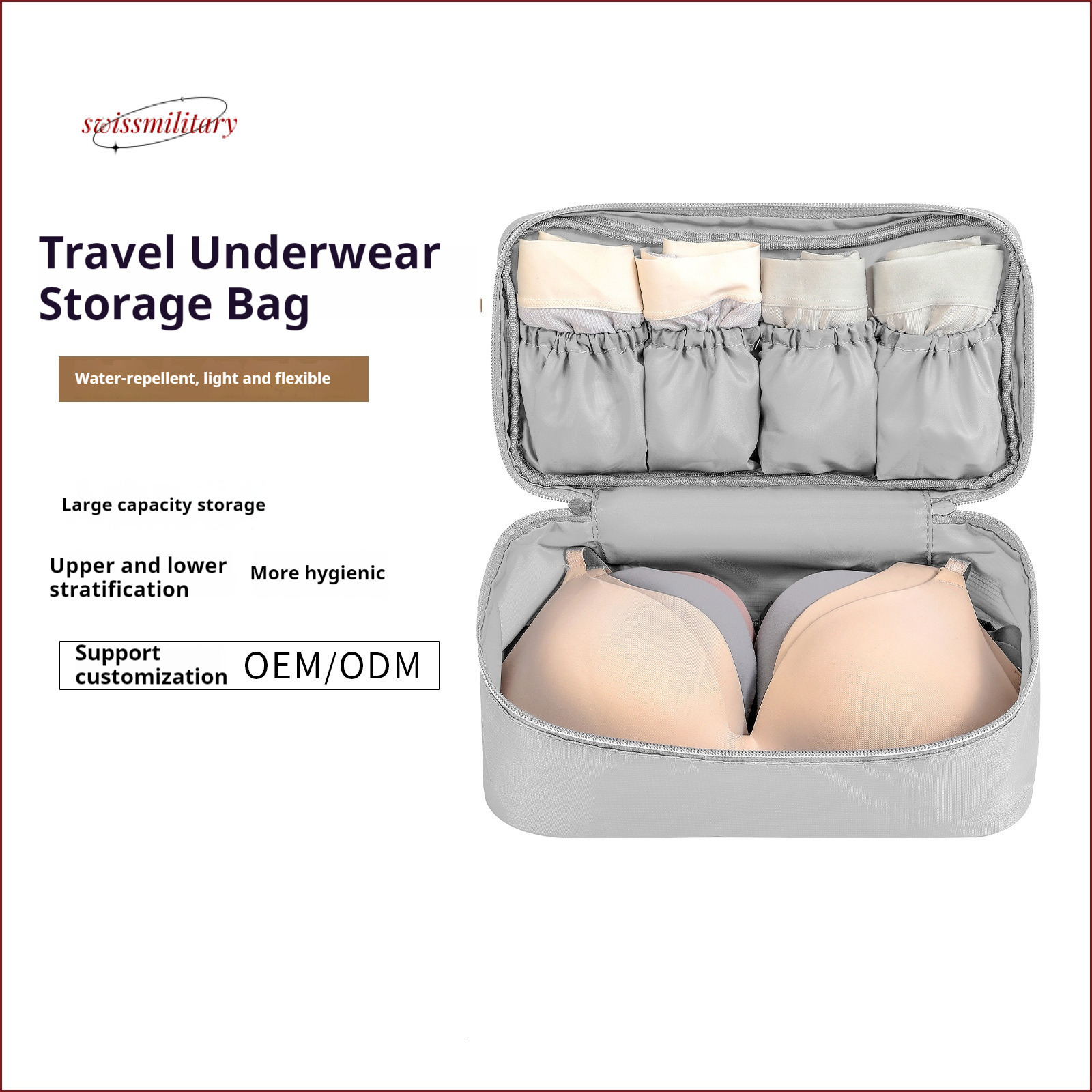 2024 Large capacity underwear for travel, portable, waterproof, hand-held bra, organizing business underwear, socks storage bag #12swissmilitary
