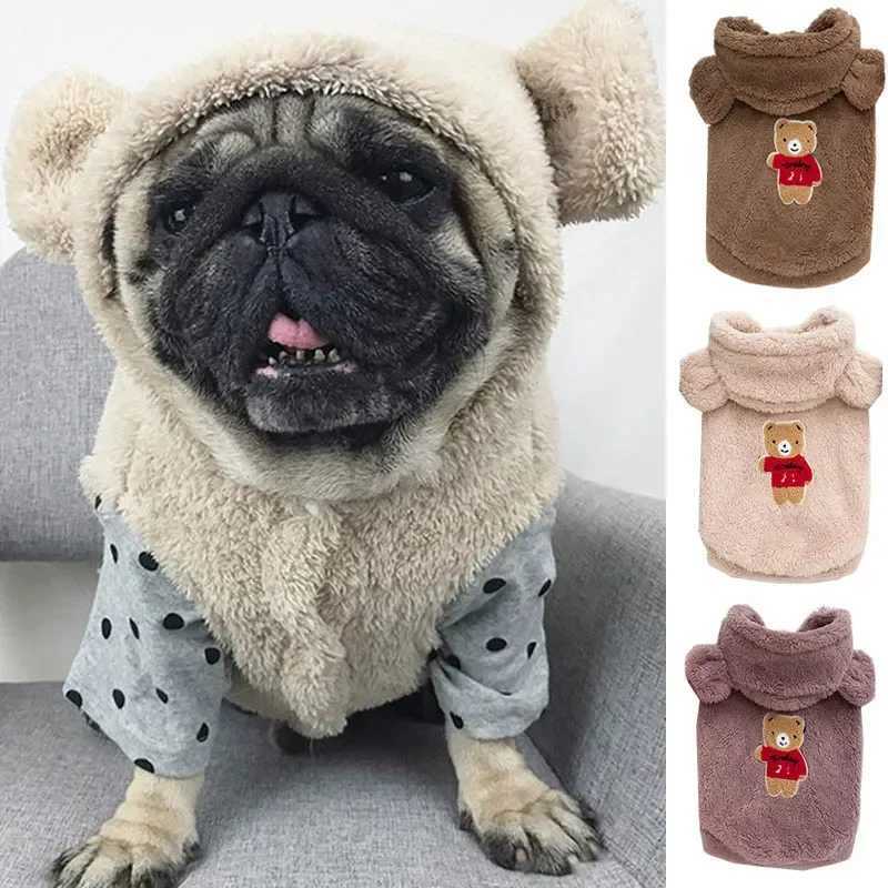 French Bulldog Pet Clothes Winter Dog Costume Soft Flannel Puppy Clothing For Dogs Coat Pug Bear Ear Dog Clothes Pet ProductsXJ241125