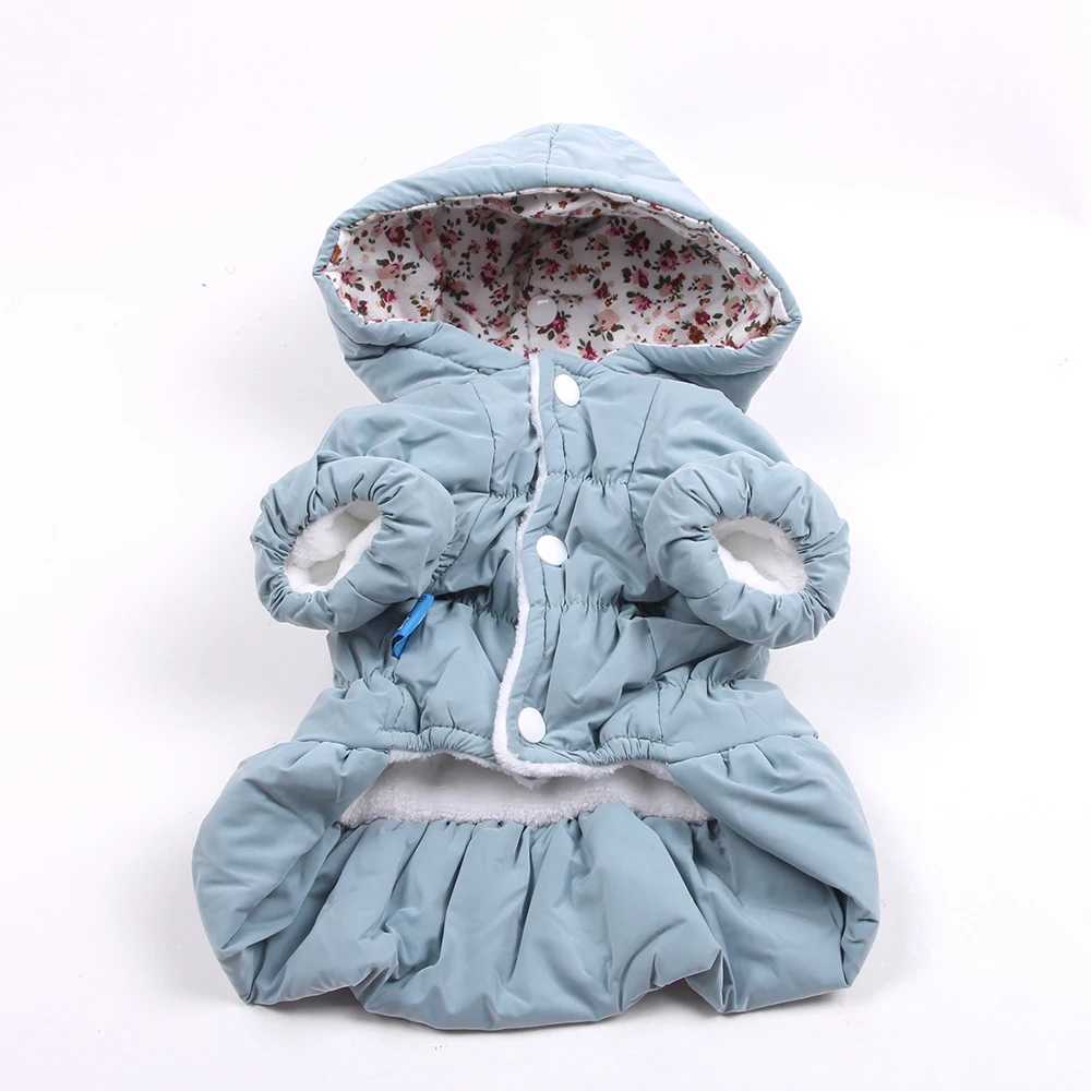 XKSRWE Princess Dog Pet Warm Dress Hoodie Floral Bubble Skirt Girl Dog Cat Winter Coat Outfit Clothes 6 SizesXJ241125