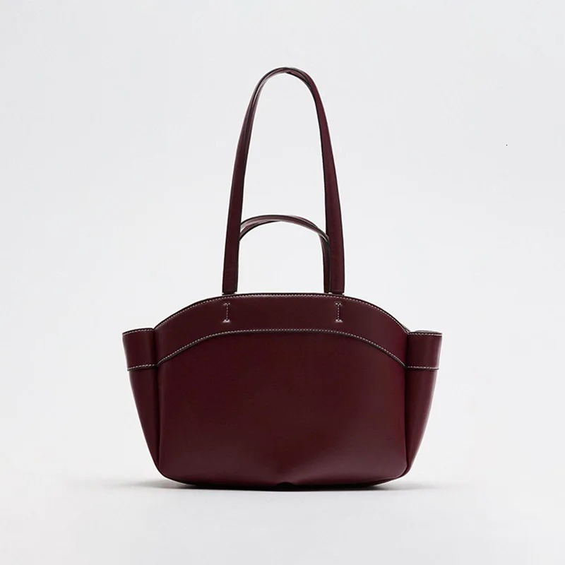 Women Tote Bag Underarm Pouch Large Capacity Pu Leather Shoulder Retro Crossbody Casual Portable Bucket Bags Handbag 241115