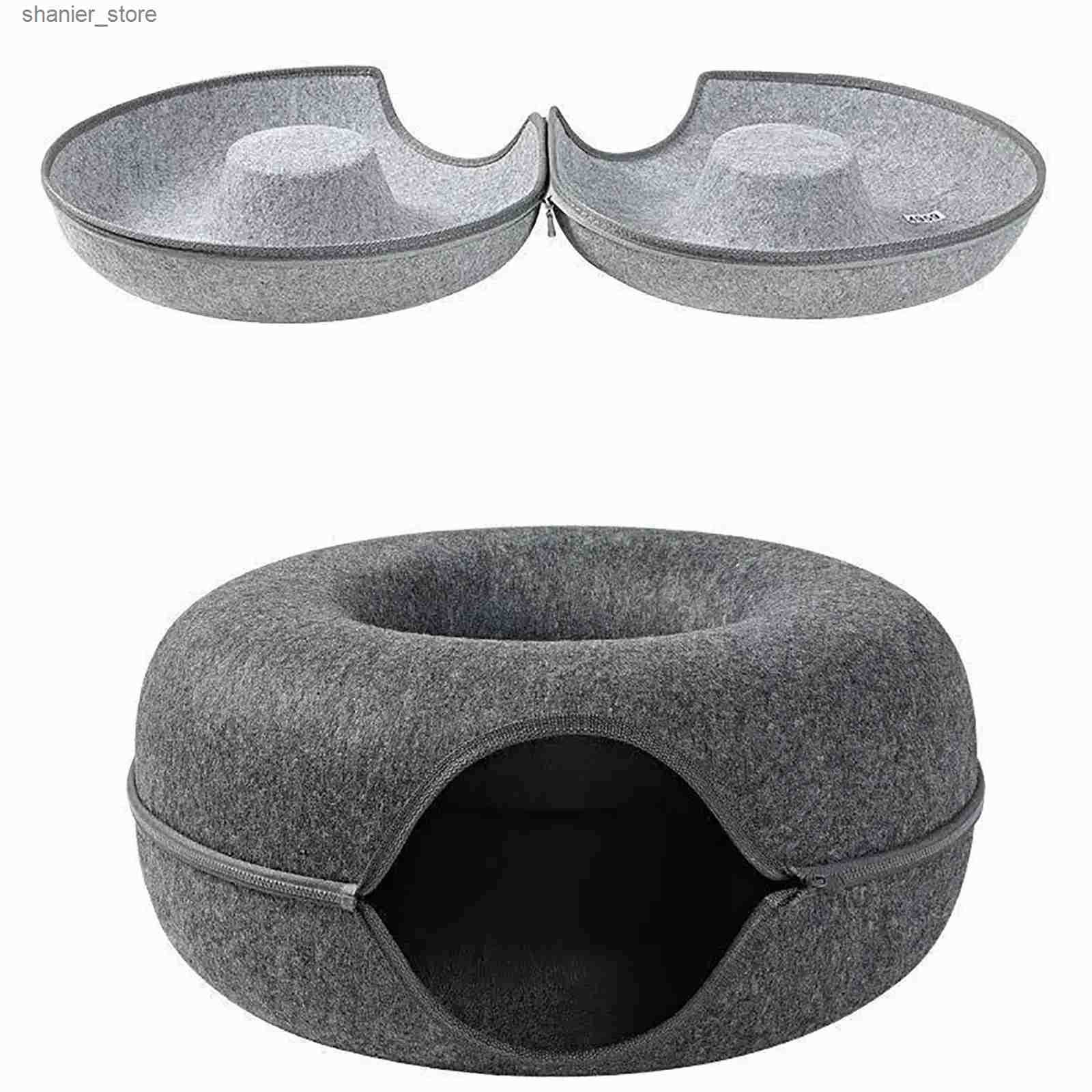 Cat Interactive Electronic Toys Sweet Donut Bed Pet Tunnel Game Toy Dual purpose Indoor Sports Equipment Training House L240910