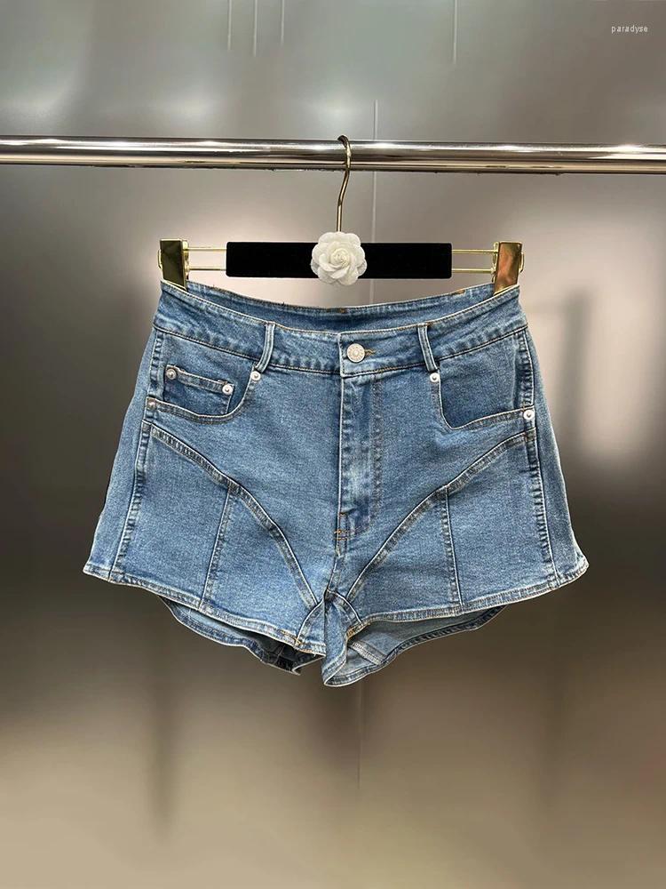 Women's Shorts Fashion Contrast Color Patchwork Denim Streetwear Trend High Waist Loose Short Jeans 2024 Summer 11XX3039