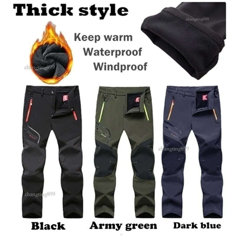 Men's Pants Winter Waterproof Outdoor Hiking Trekking Fishing Camping Sport Trousers Male Casual Velvet Soft Shell Cargo 230203