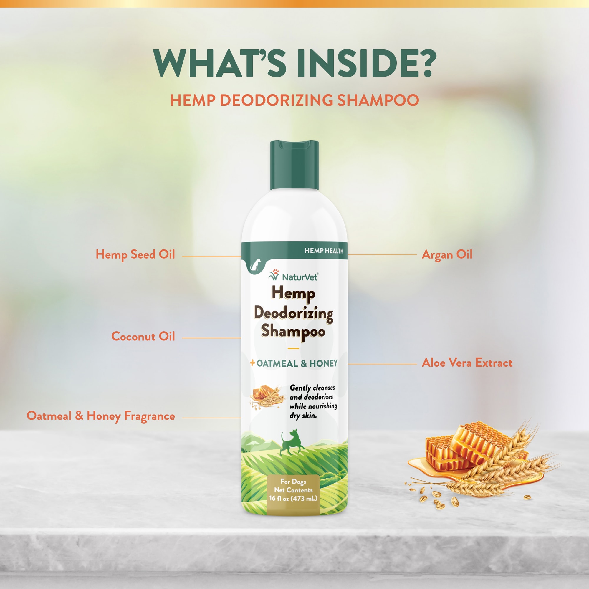 NaturVet Hemp Deodorizing Shampoo for Dogs, 16 fl. oz.