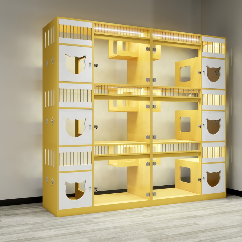 2024 New Products 3-Layer Solid Cat Condo Real Wood Cat Villa Pet House Sustainable Eco-Friendly Cat Store Fostering Breeding