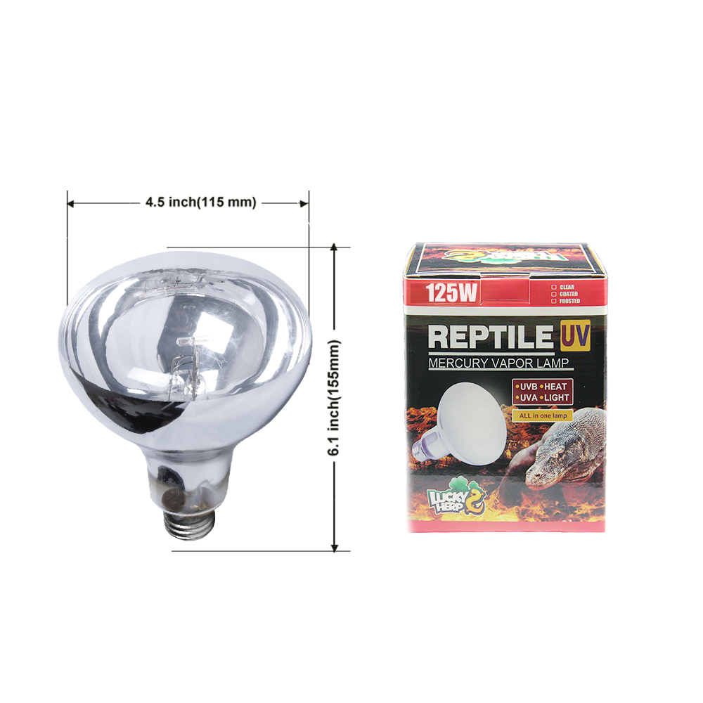r115 125w/160w heat uvb clear mercury light bulb lamp for reptile pets