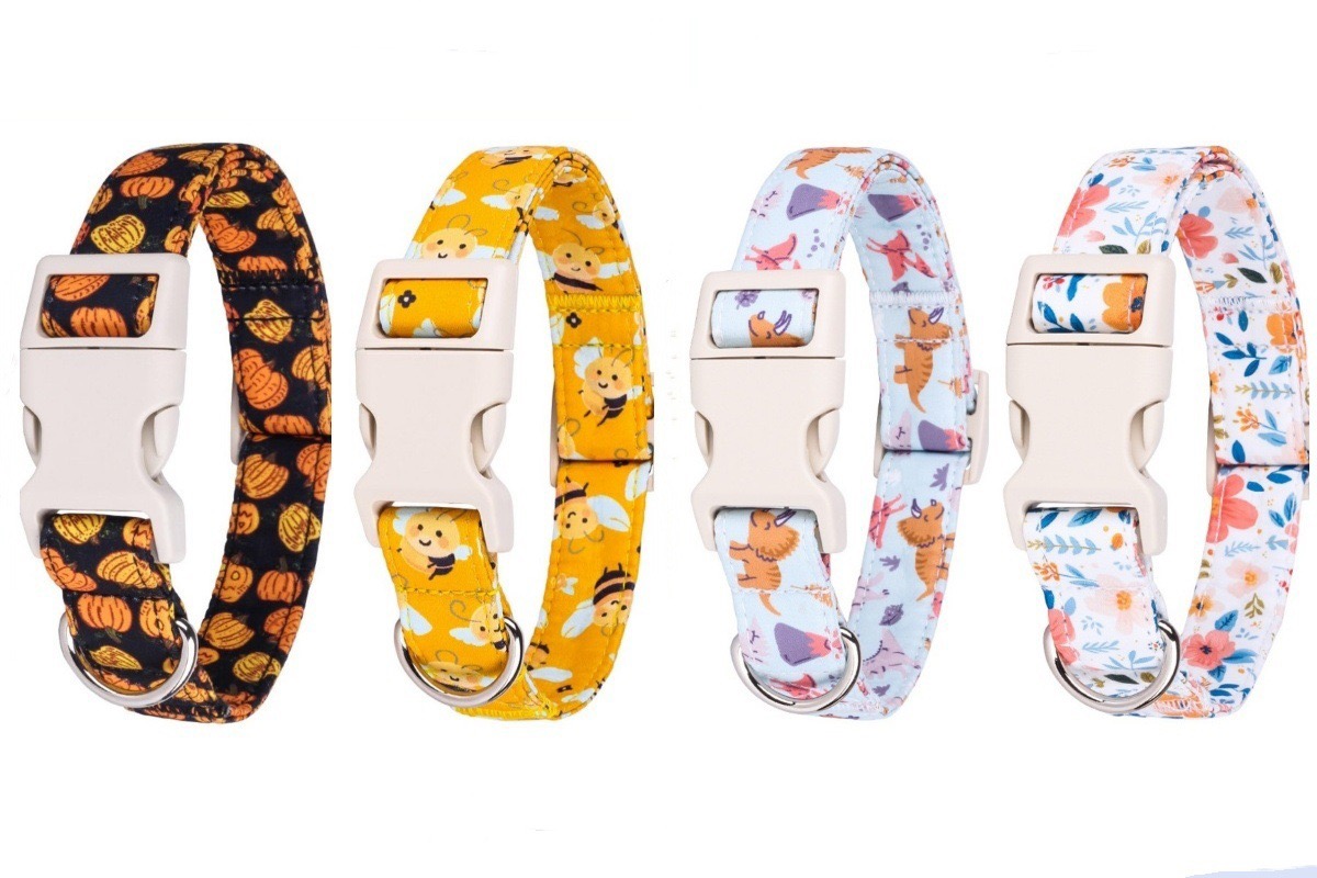 New Pet Accessories Dog Collars Premium Adjustable Roll Wholesale Pet Collar 2024 Sale Cotton RIBBONS Floral 100% Cotton Baikai