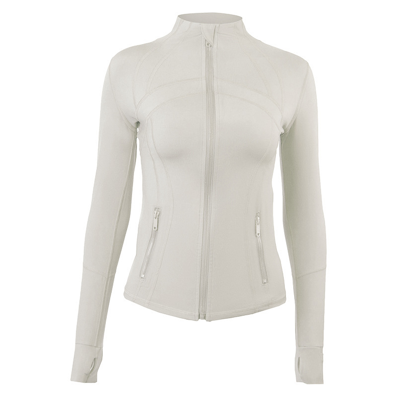 5A Women's Yoga long sleeves Jacket and Gold zip Outfit Solid Color Sports Shaping Waist designer jackets For Lady